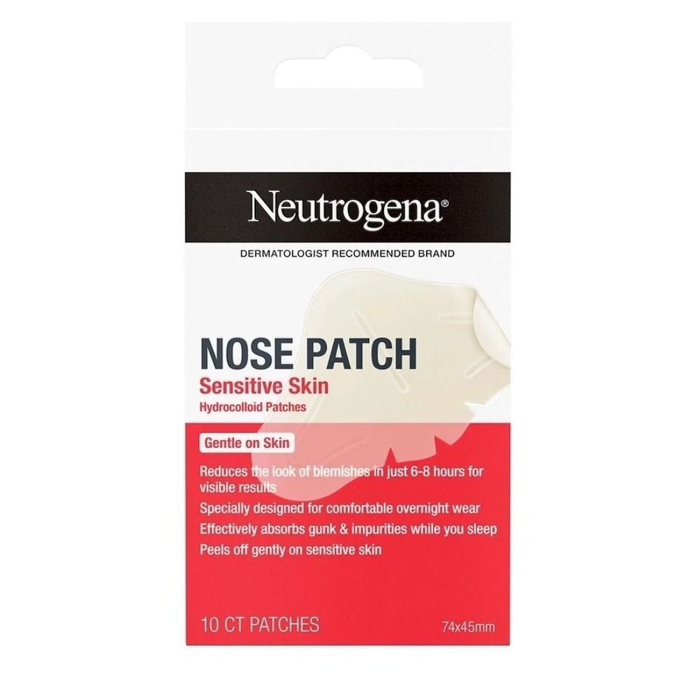 Neutrogena Sensitive Skin Hydrocolloid Nose Patches for Blemishes 10 ct 74x45mm